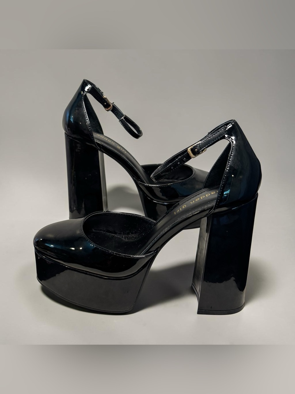 Madden Girl Black Patent Platform Mary Jane Heels wi/Ankle Strap, size 7.5, NWOT